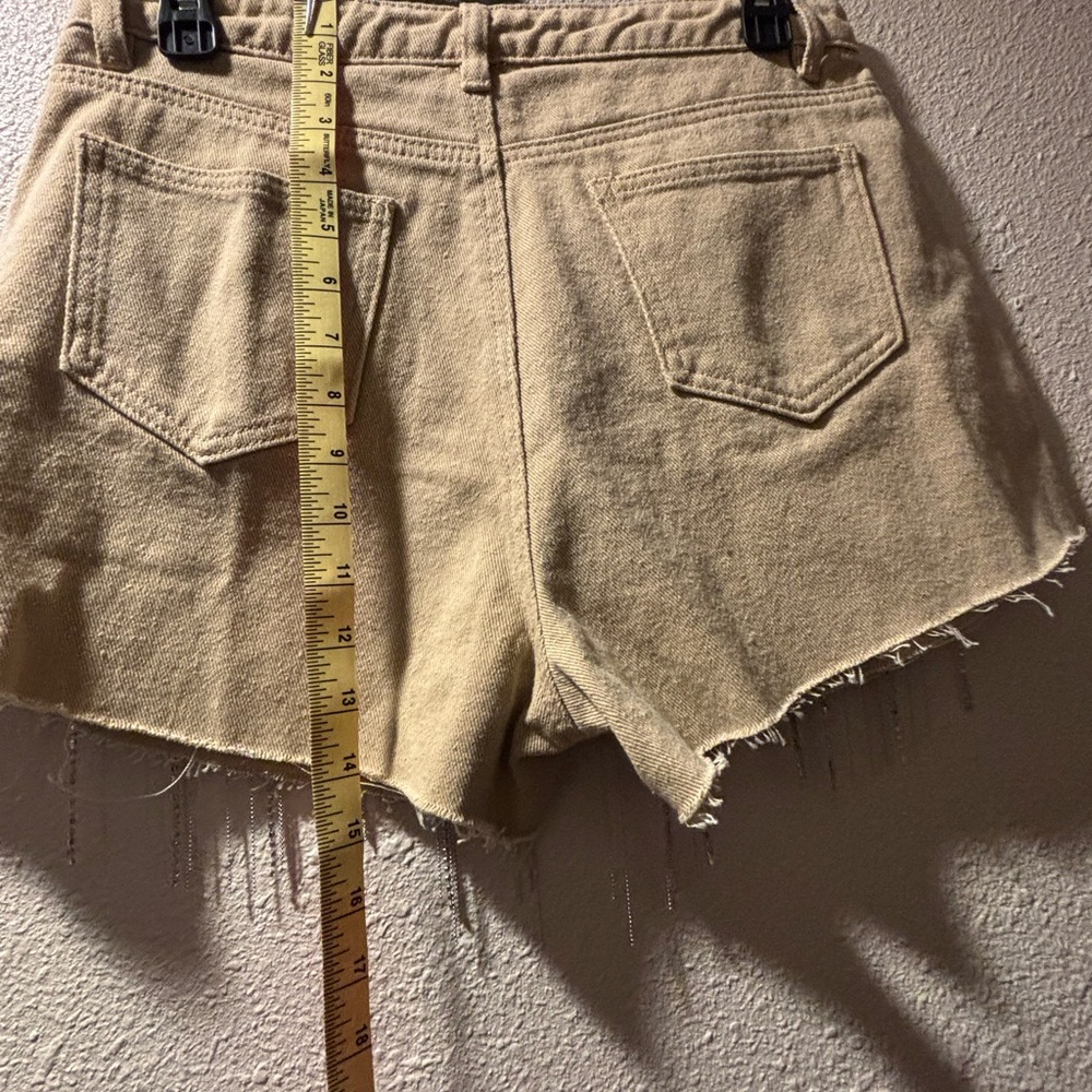 Bluebell Collection Tan Jean Shorts Distressed High-Waisted - Picture 10 of 11
